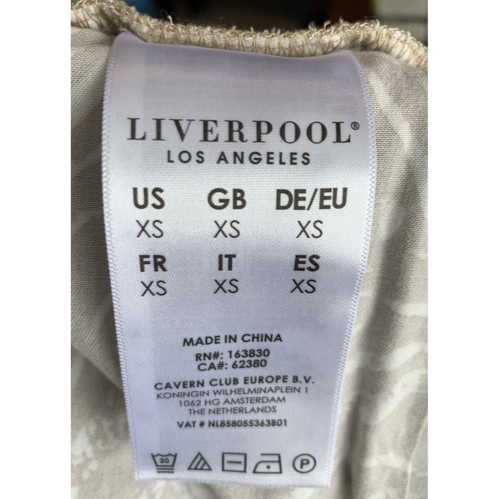 LIVERPOOL Jogger Latte White Tiger Patterned Pockets Drawstring XS Extra Small - Picture 5 of 9